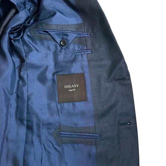 Galaxy Suggello Men’s 100% Wool 2 Button Blazer Navy Blue Size 48B Made in Korea - Picture 10 of 13